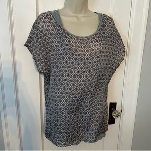 LIKE NEW Three Dots silk layered geometric block print blouse